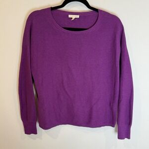 Eileen Fisher Purple Knit Sweater XS Crew Neck Long Sleeve Pullover Casual